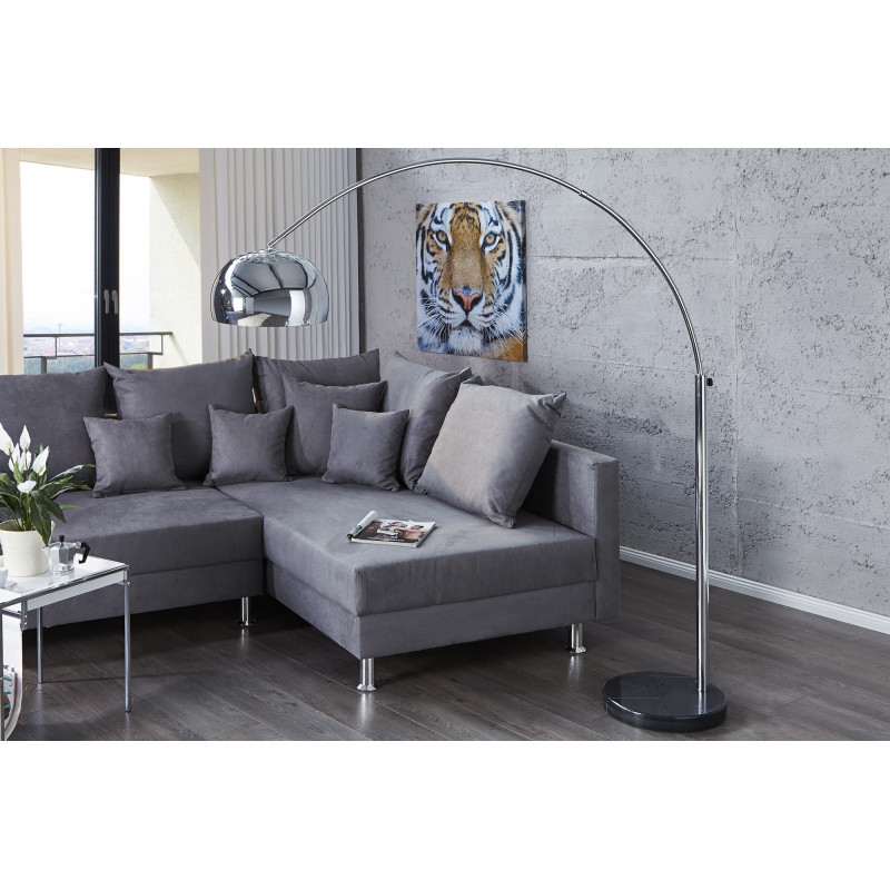 Lampa podłogowa Bowl 170-210 cm chrom, czarny
