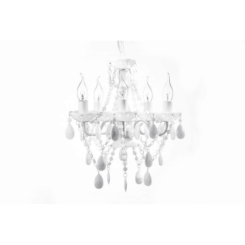 Lampa wisząca Cristal S 5-ramienna biała