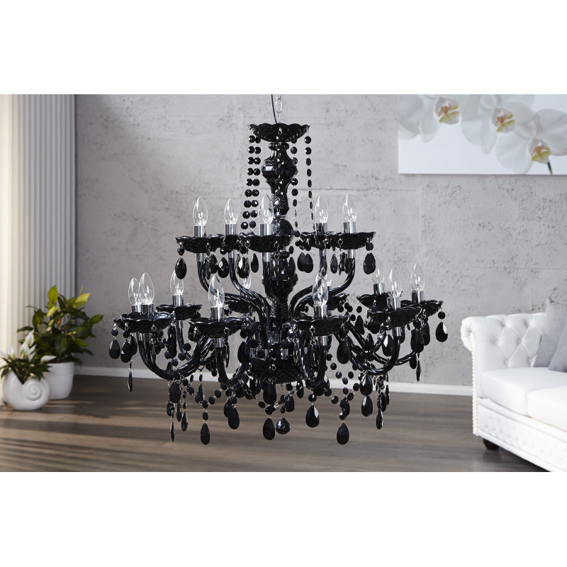 Lampa wisząca Cristal 15-ramienny czarny