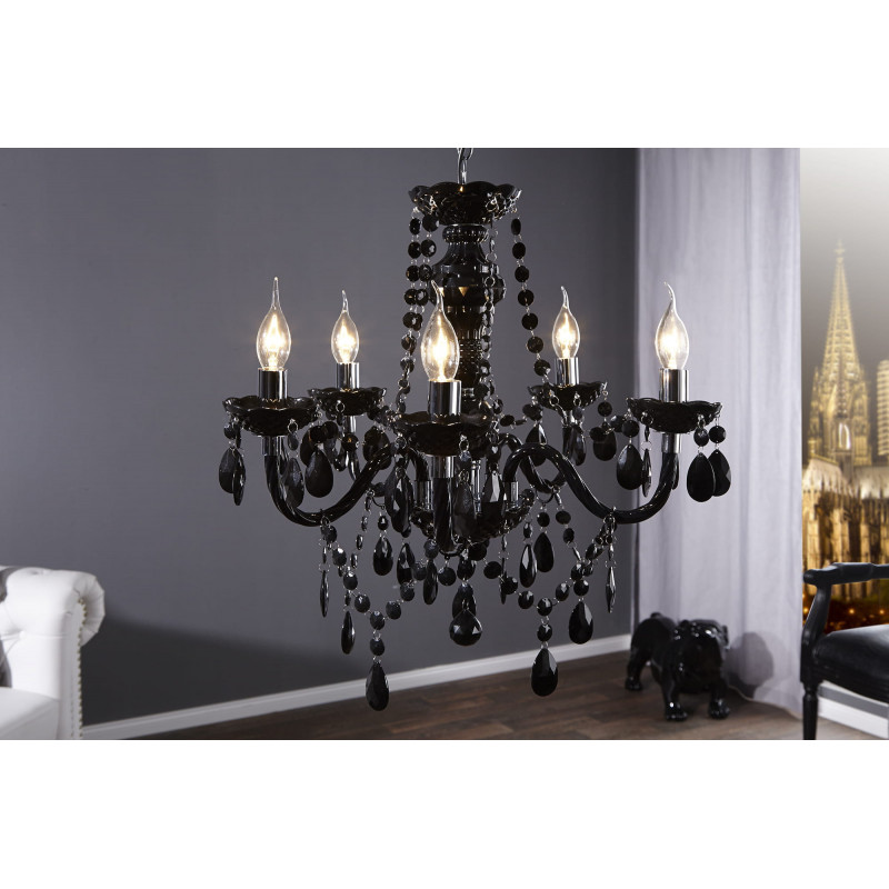 Lampa wisząca Cristal 5-ramienny czarna