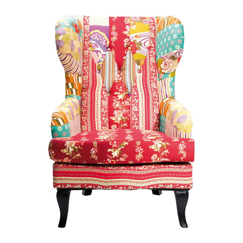 Kare Fotel Patchwork czerwony