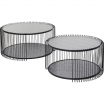 stoliki kawowe Wire, stoliki kawowe Kare Design, zestaw stolików kawowych, stolik metalowy, stolik szkło hartowane
