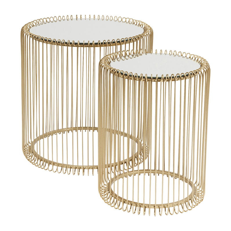 Zestaw stolików kawowych Wire Brass śr. 44 cm Kare