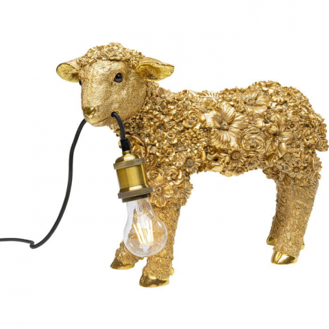 Lampa stołowa Animal Flower Sheep złota Kare, lampa stołowa złota, lampa stołowa dekoracyjna
