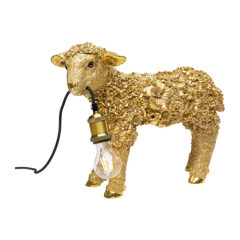Lampa stołowa Animal Flower Sheep złota Kare, lampa stołowa złota, lampa stołowa dekoracyjna