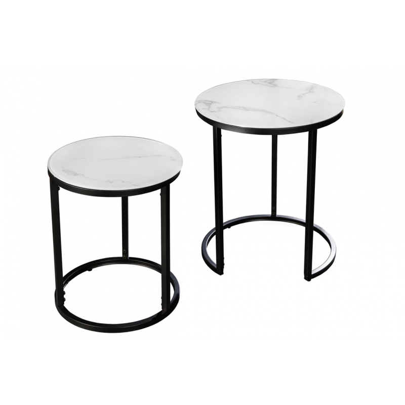 Zestaw stolików kawowych Fein, czarna podstawa - Invicta