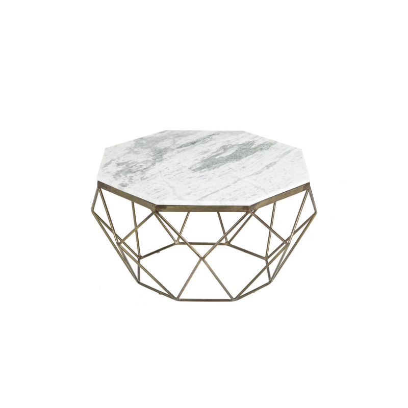 Stolik kawowy Diamond 70cm biały marmur - Invicta