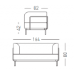 Sofa Etesian 164 z tapicerowanymi podłokietnikami, różne warianty - Gaber