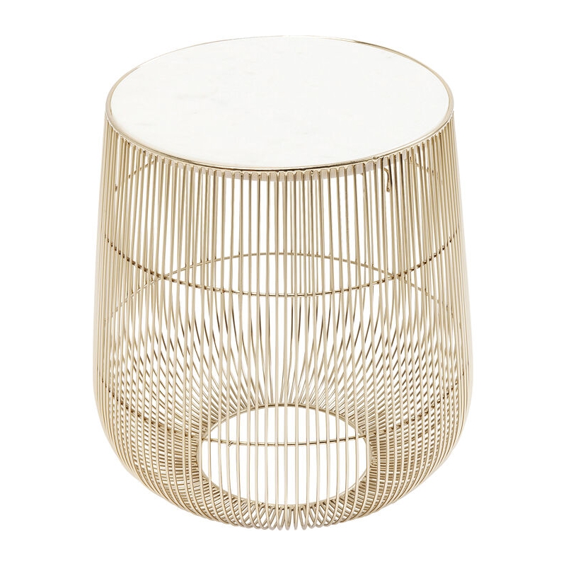 Stolik boczny Beam White Marble Brass Ø32cm - Kare