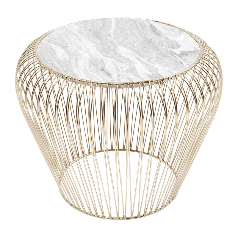 Stolik boczny Beam Grey Marble Brass Ø43cm - Kare