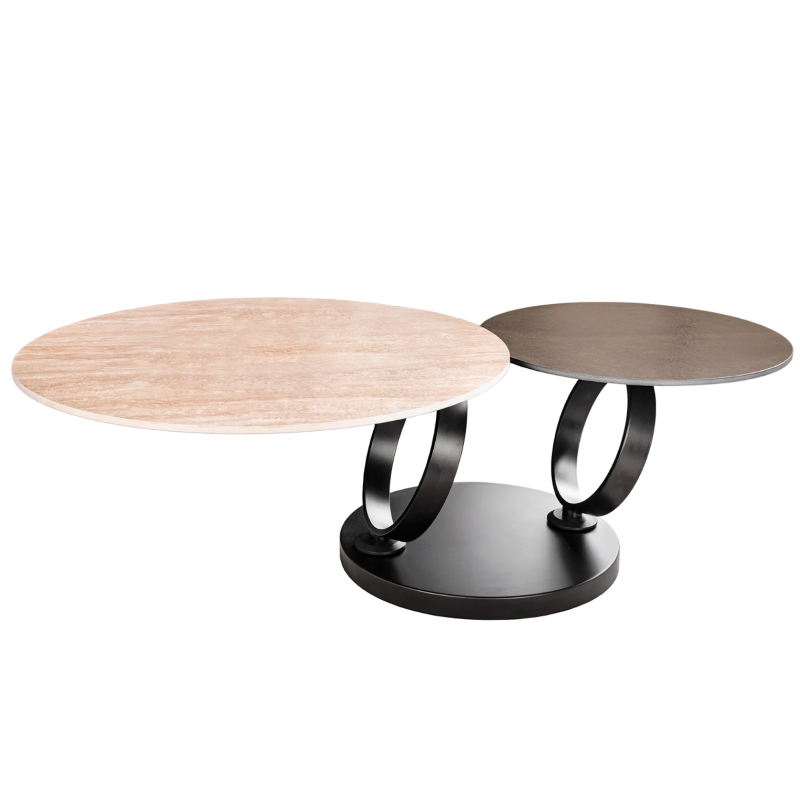 Stolik kawowy Dancing Rings Travertine 80-135cm - Invicta