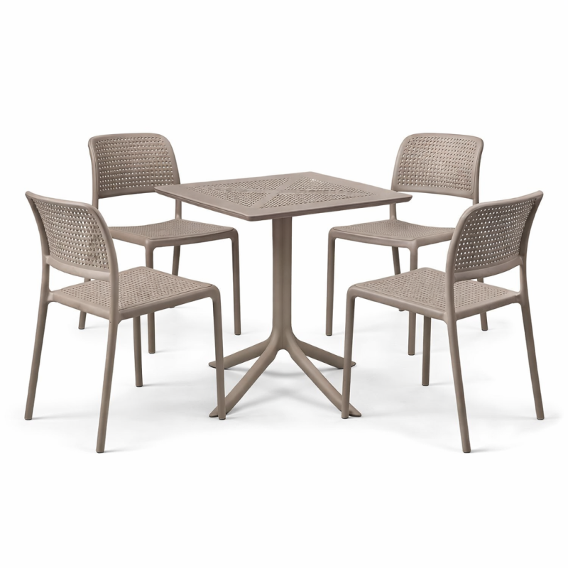 Zestaw stół Clip + 4 krzesła Bora Bistrot tortora - Nardi