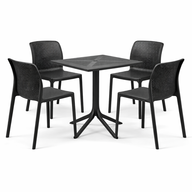 Zestaw stół Clip + 4 krzesła Bit anthracite - Nardi