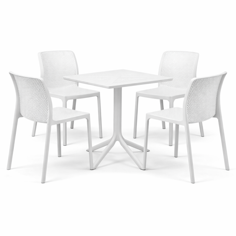 Zestaw stół Clip + 4 krzesła Bit bianco - Nardi