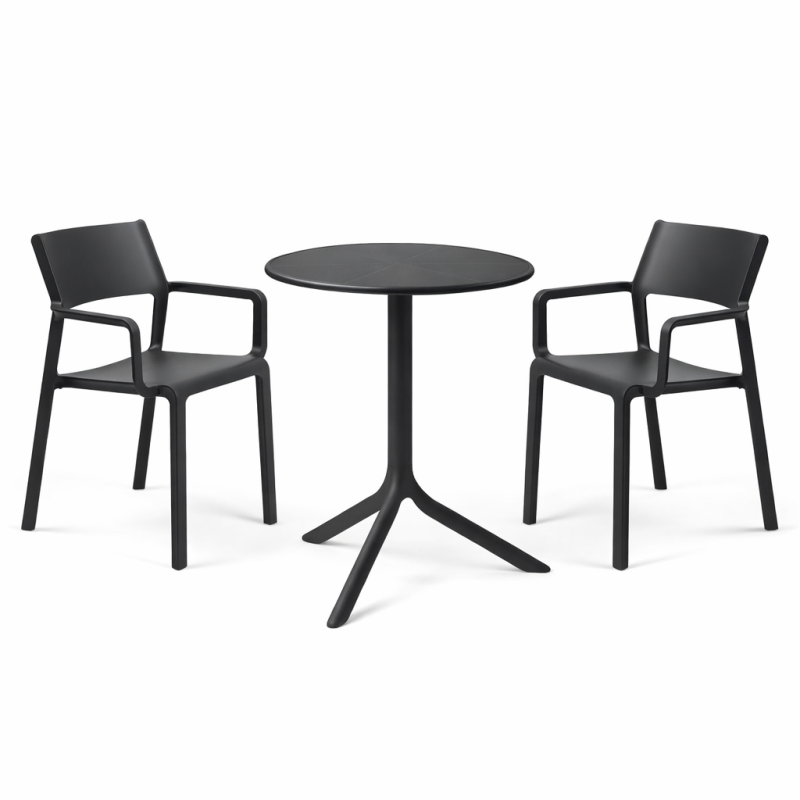 Zestaw stół Spritz + 2 krzesła Trill Arm anthracite - Nardi