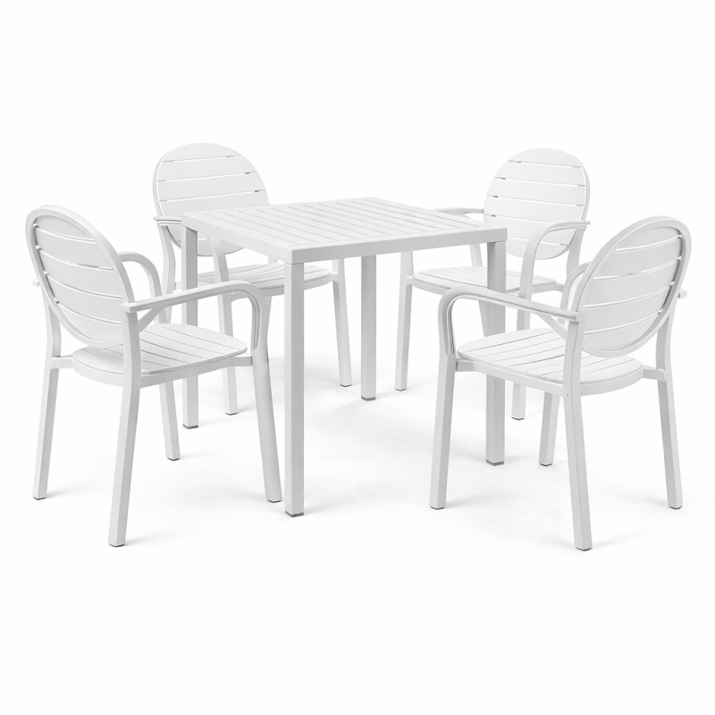 Zestaw stół Cube + 4 krzesła Palma bianco - Nardi