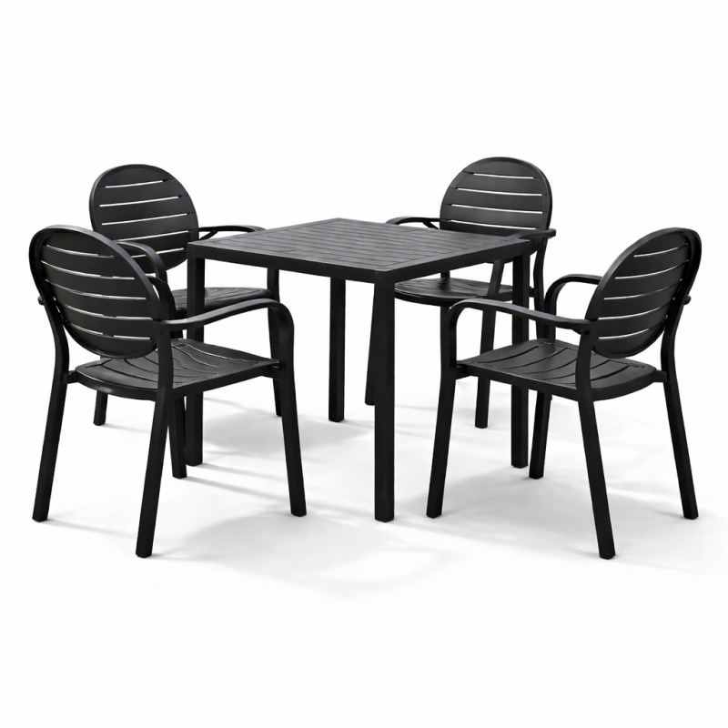 Zestaw stół Cube + 4 krzesła Palma anthracite - Nardi