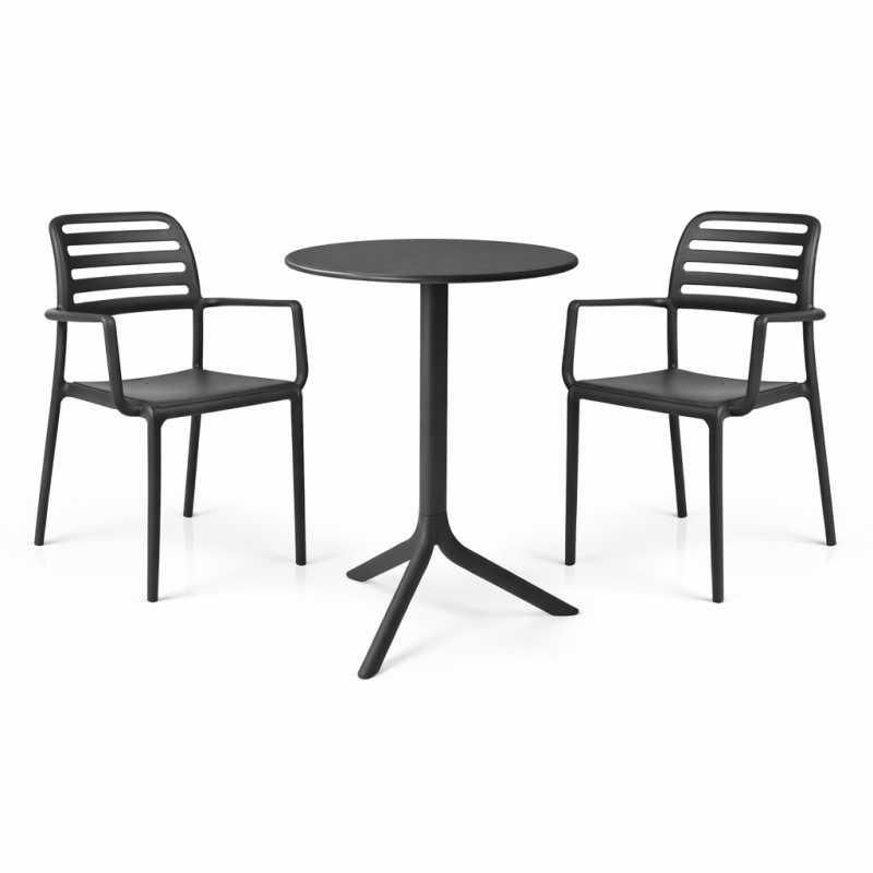 Zestaw stół Spritz + 2 krzesła Costa Arm anthracite - Nardi