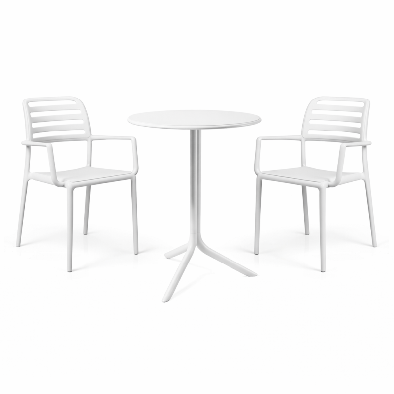 Zestaw stół Spritz + 2 krzesła Costa Arm bianco - Nardi