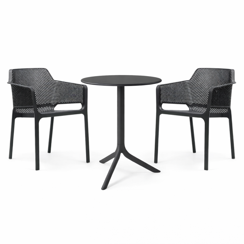 Zestaw stół Spritz + 2 krzesła Net anthracite - Nardi