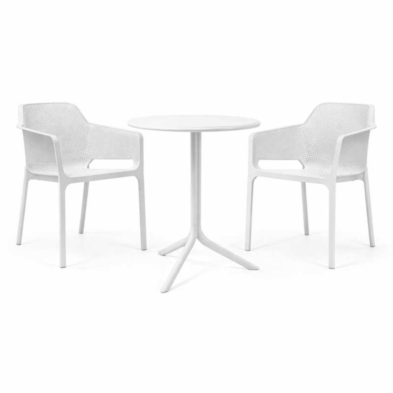 Zestaw stół Spritz + 2 krzesła Net bianco - Nardi