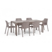 Zestaw stół Rio 140 + 6 krzeseł Tiberina Arm tortora - Nardi