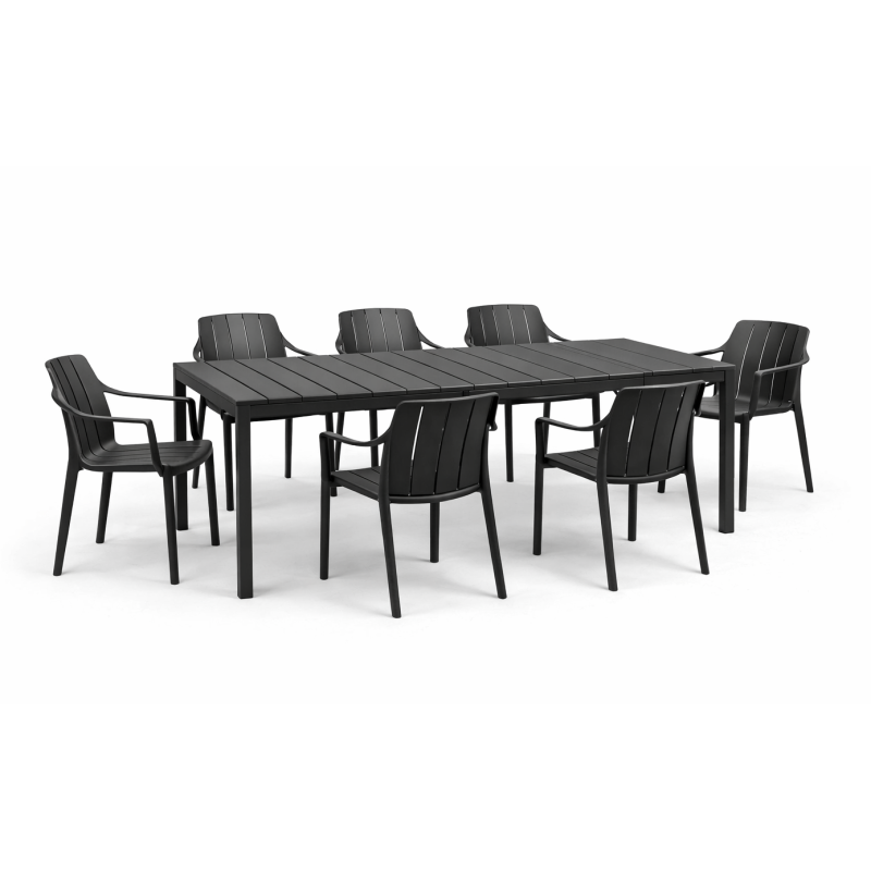 Zestaw stół Rio 140 + 6 krzeseł Tiberina Arm anthracite - Nardi