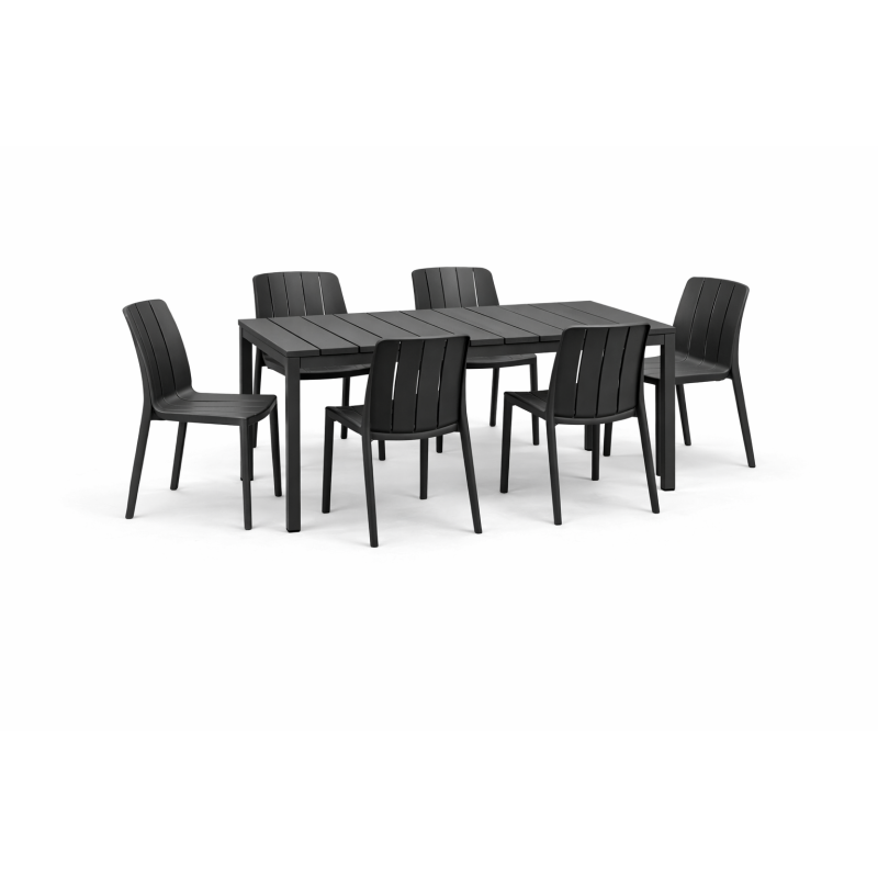 Zestaw stół Rio 140 + 6 krzeseł Tiberina anthracite - Nardi