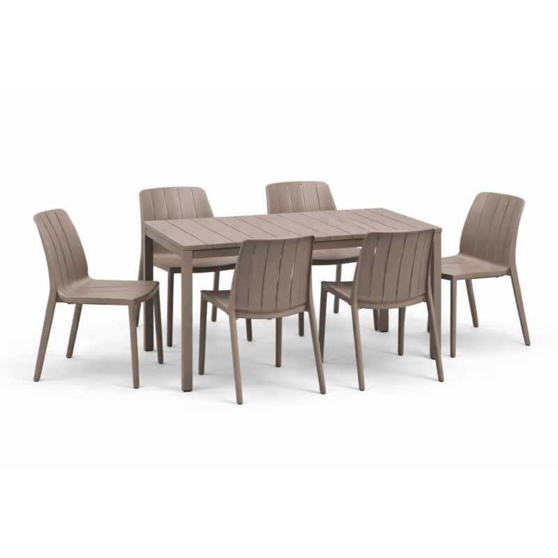 Zestaw stół Rio 140 + 6 krzeseł Tiberina tortora - Nardi