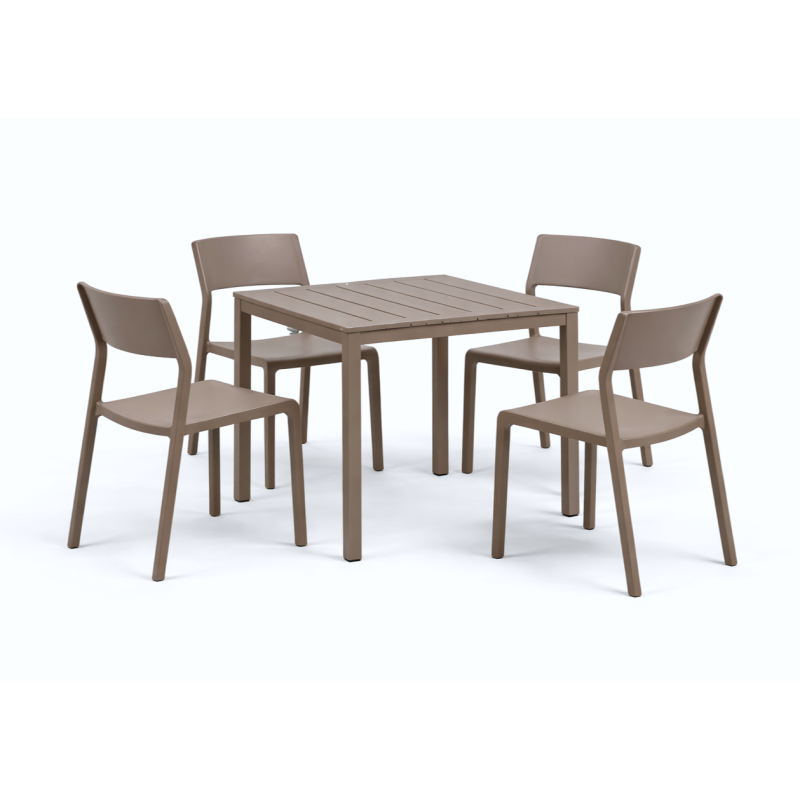 Zestaw stół Cube + 4 krzesła Trill tortora - Nardi