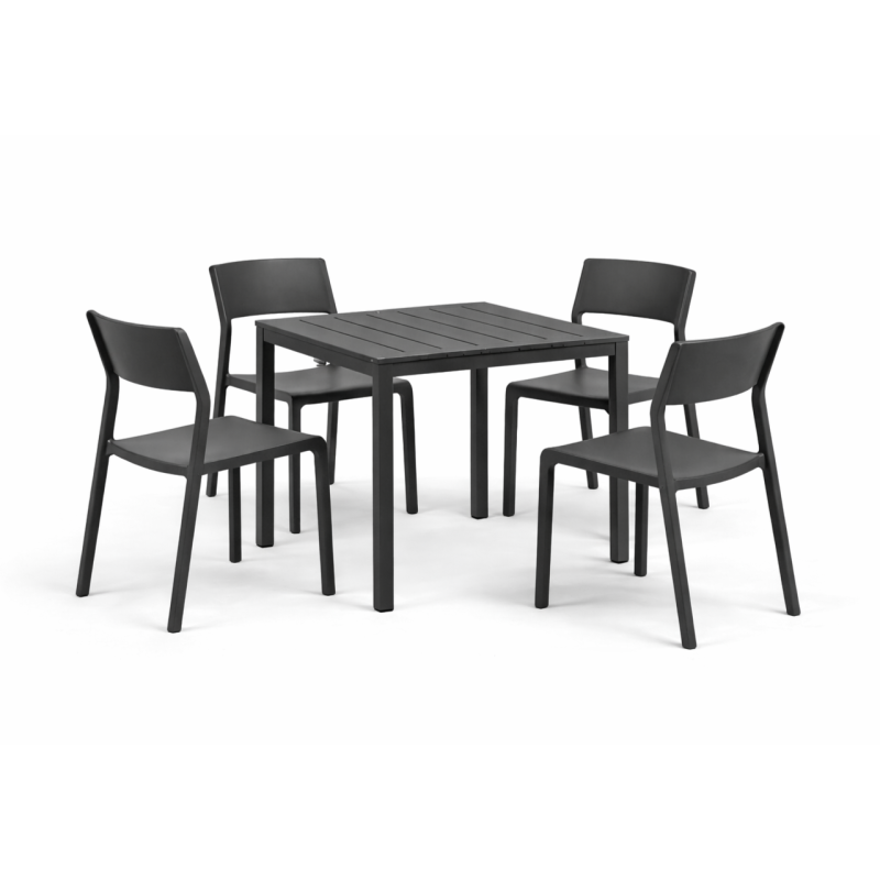 Zestaw stół Cube + 4 krzesła Trill anthracite - Nardi