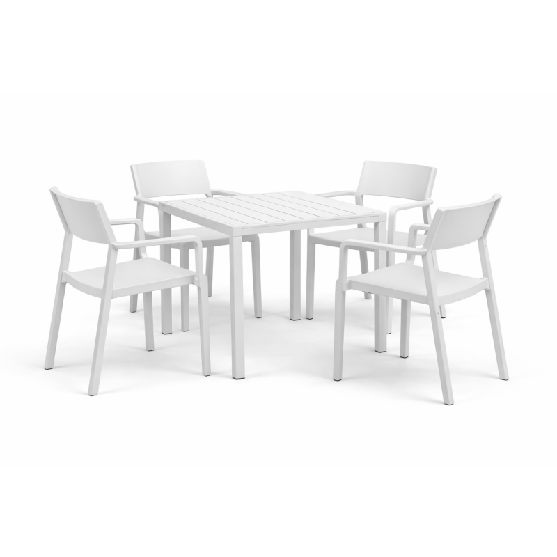 Zestaw stół Cube + 4 krzesła Trill Arm bianco - Nardi