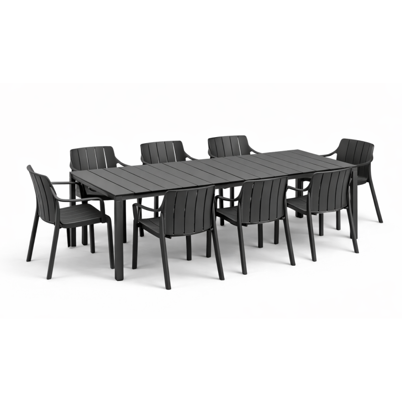 Zestaw stół Rio 210 + 8 krzeseł Tiberina Arm anthracite - Nardi
