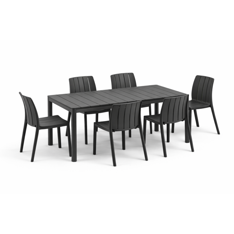 Zestaw stół Tevere 147 + 6 krzeseł Tiberina anthracite - Nardi