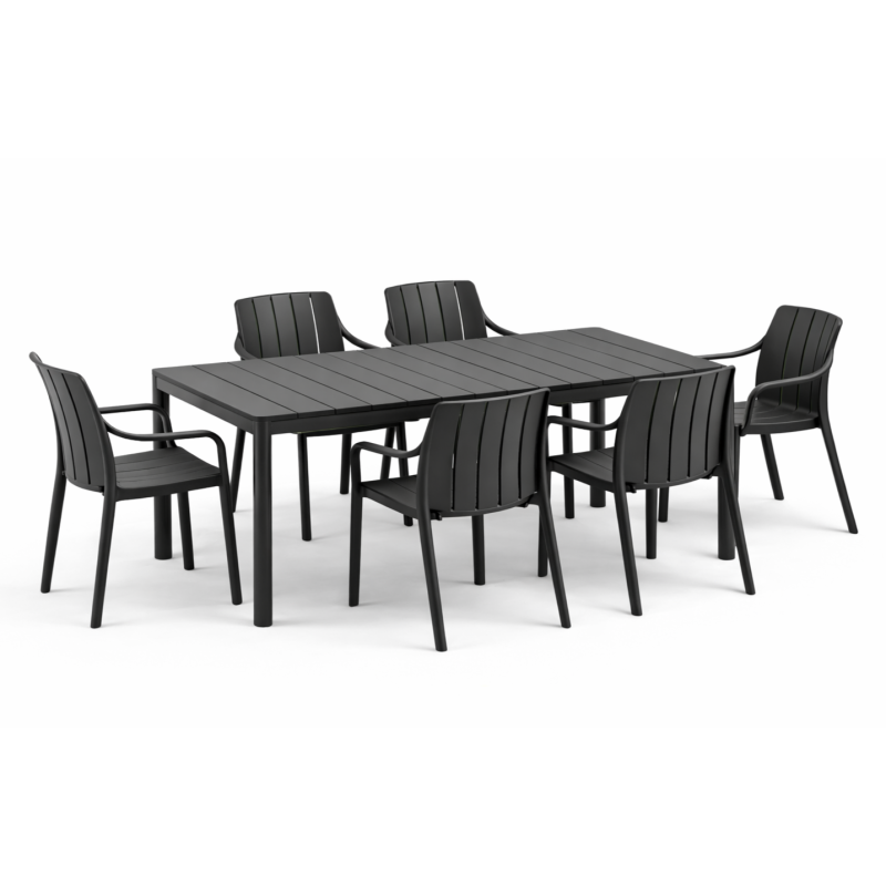 Zestaw stół Tevere 147 + 6 krzeseł Tiberina Arm anthracite - Nardi