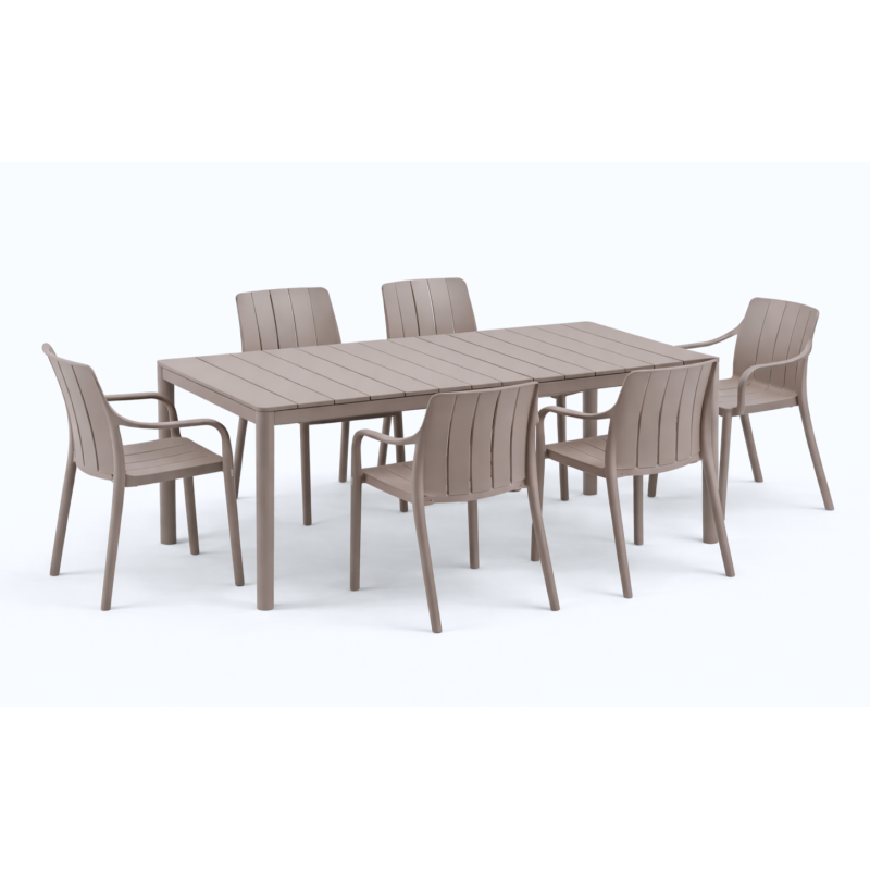 Zestaw stół Tevere 147 + 6 krzeseł Tiberina Arm tortora - Nardi