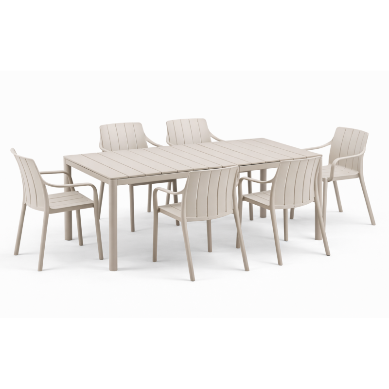 Zestaw stół Tevere 147 + 6 krzeseł Tiberina Arm corda - Nardi