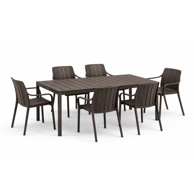 Zestaw stół Tevere 147 + 6 krzeseł Tiberina Arm terra - Nardi