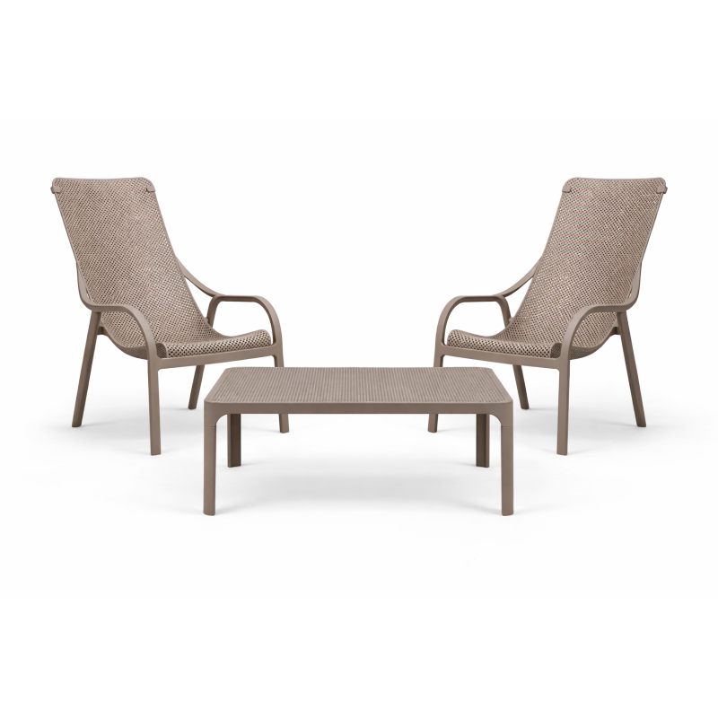 Zestaw stolik kawowy Net + 2 fotele Net Lounge tortora - Nardi