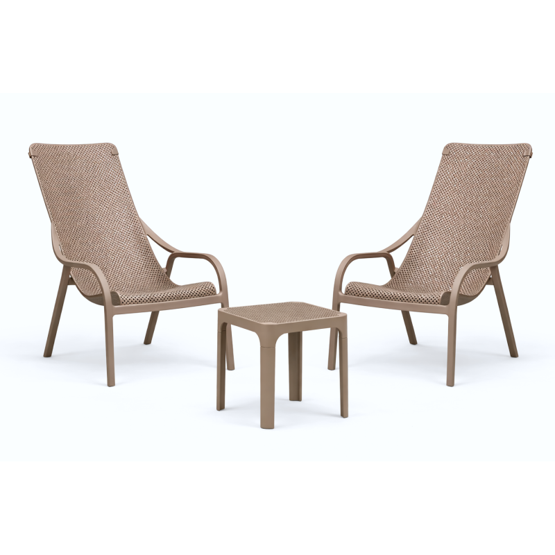Zestaw stolik kawowy Net 40 + 2 fotele Net Lounge tortora - Nardi