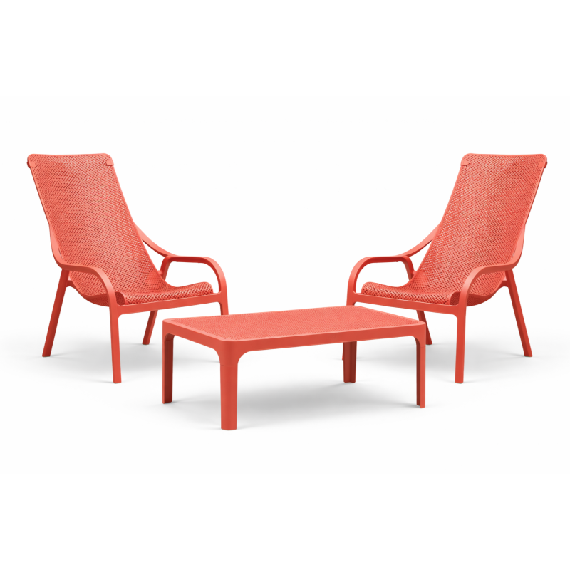 Zestaw stolik kawowy Net + 2 fotele Net Lounge corallo - Nardi