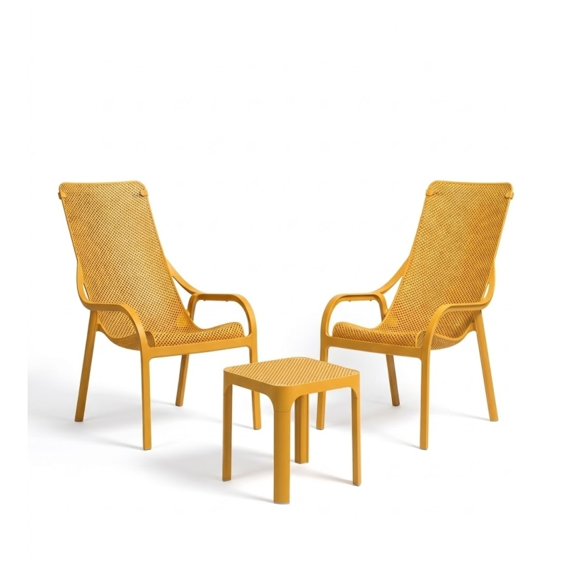 Zestaw stolik kawowy Net 40 + 2 fotele Net Lounge senape - Nardi