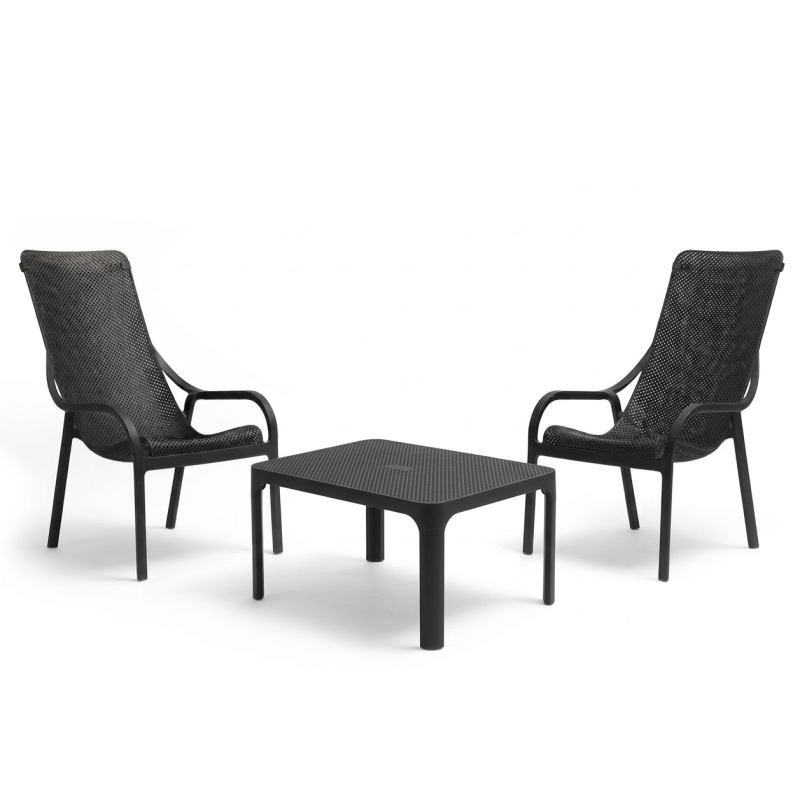 Zestaw stolik kawowy Net + 2 fotele Net Lounge anthracite - Nardi
