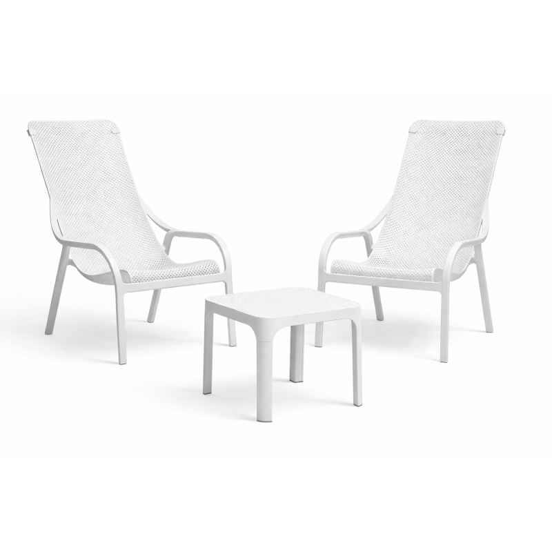 Zestaw stolik kawowy Net 40 + 2 fotele Net Lounge bianco - Nardi