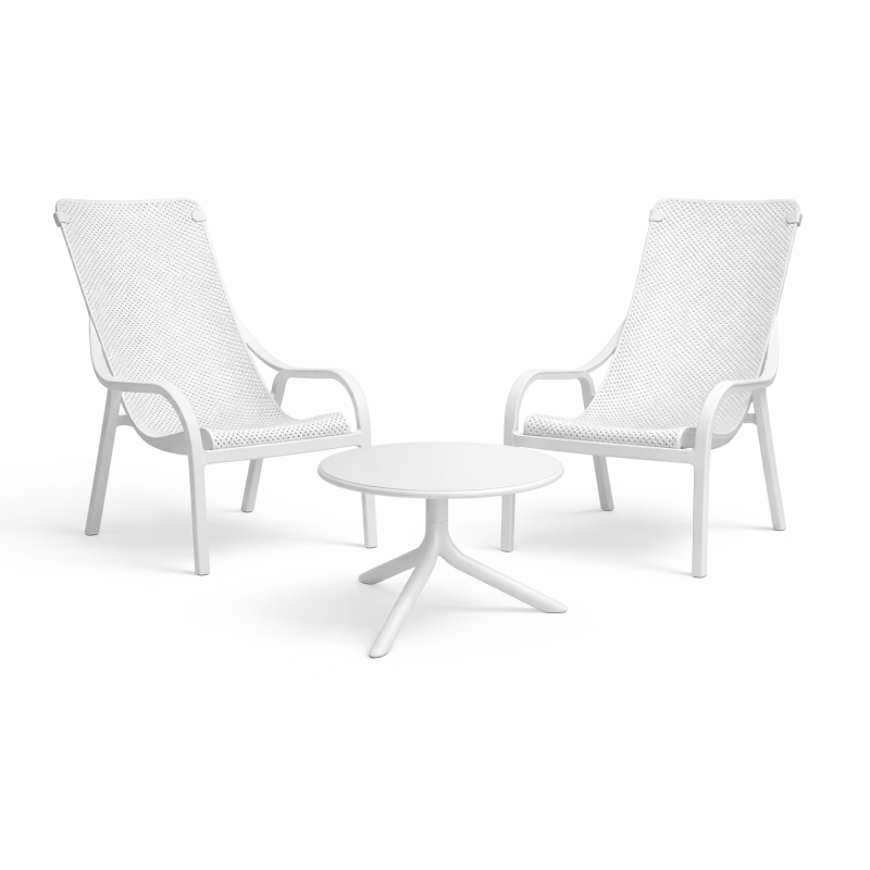 Zestaw stolik kawowy Spritz + 2 fotele Net Lounge bianco - Nardi
