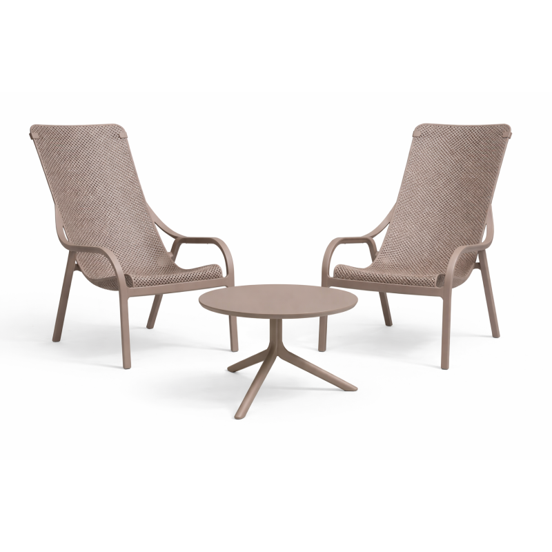 Zestaw stolik kawowy Spritz + 2 fotele Net Lounge tortora - Nardi