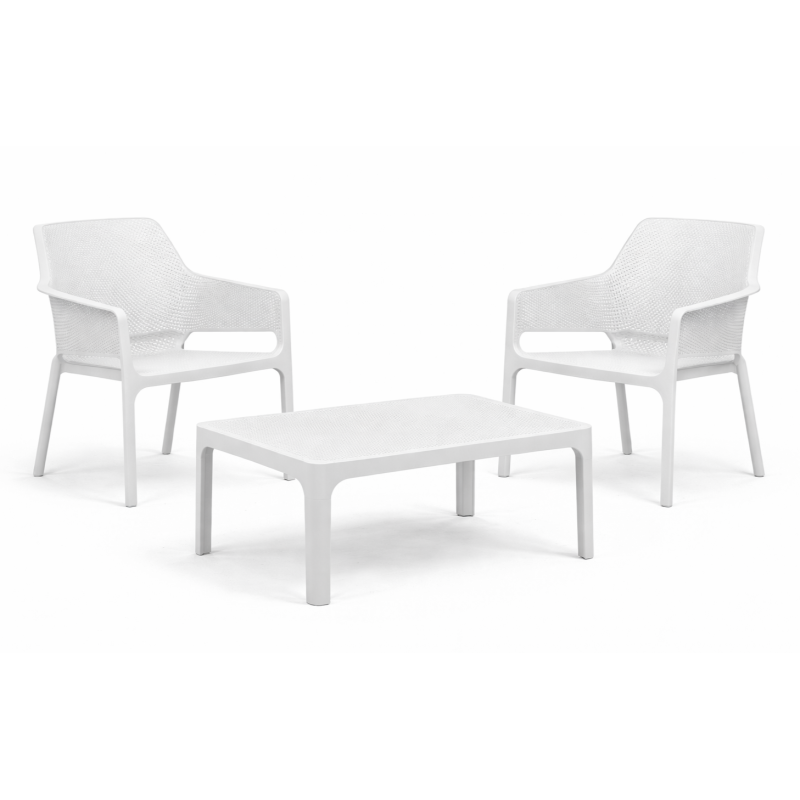 Zestaw stolik kawowy Net + 2 fotele Net Relax bianco - Nardi