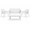 Zestaw stolik kawowy Net + sofa Net Bench i 2 fotele Net Relax bianco - Nardi