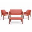 Zestaw stolik kawowy Net + sofa Net Bench i 2 fotele Net Relax corallo - Nardi