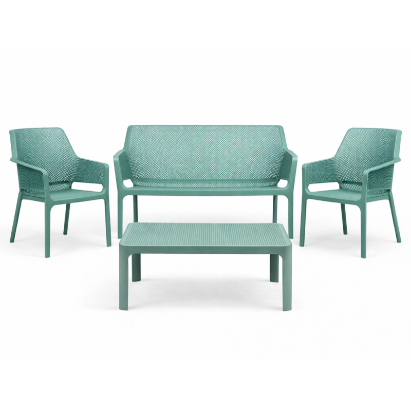 Zestaw stolik kawowy Net + sofa Net Bench i 2 fotele Net Relax salice - Nardi